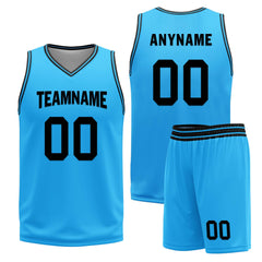 Custom Light Blue Black Los Angeles City Edition Personalized Reversible Basketball Set Sports Basketball Jersey BBJ01R-D0610-13