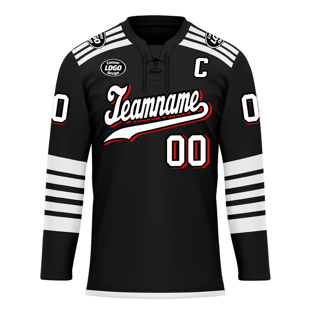 Custom Black White Personalized Hockey Jersey HCKJ01-D0a700d