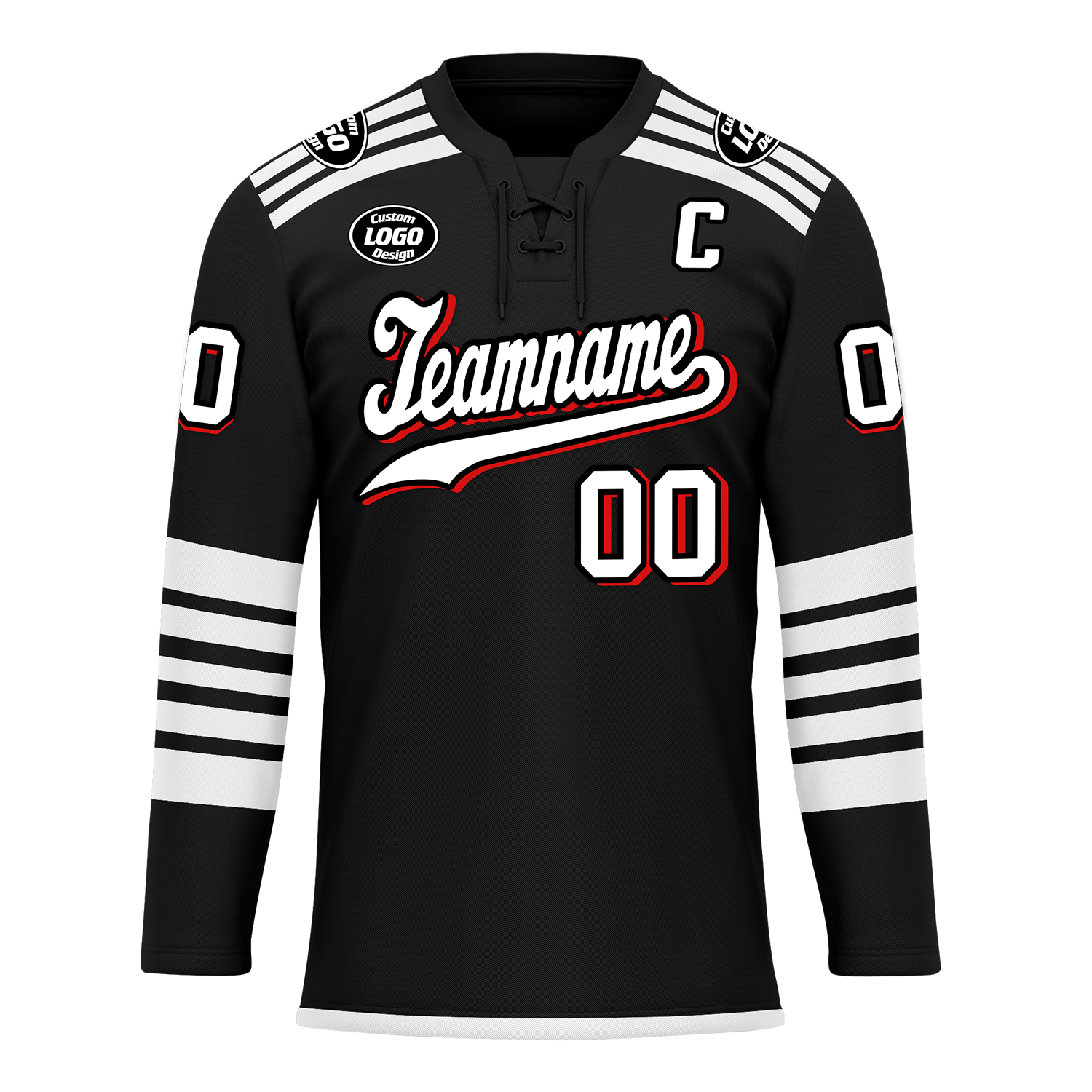 Custom Black White Personalized Hockey Jersey HCKJ01-D0a700d