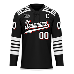 Custom Black White Personalized Hockey Jersey HCKJ01-D0a700d