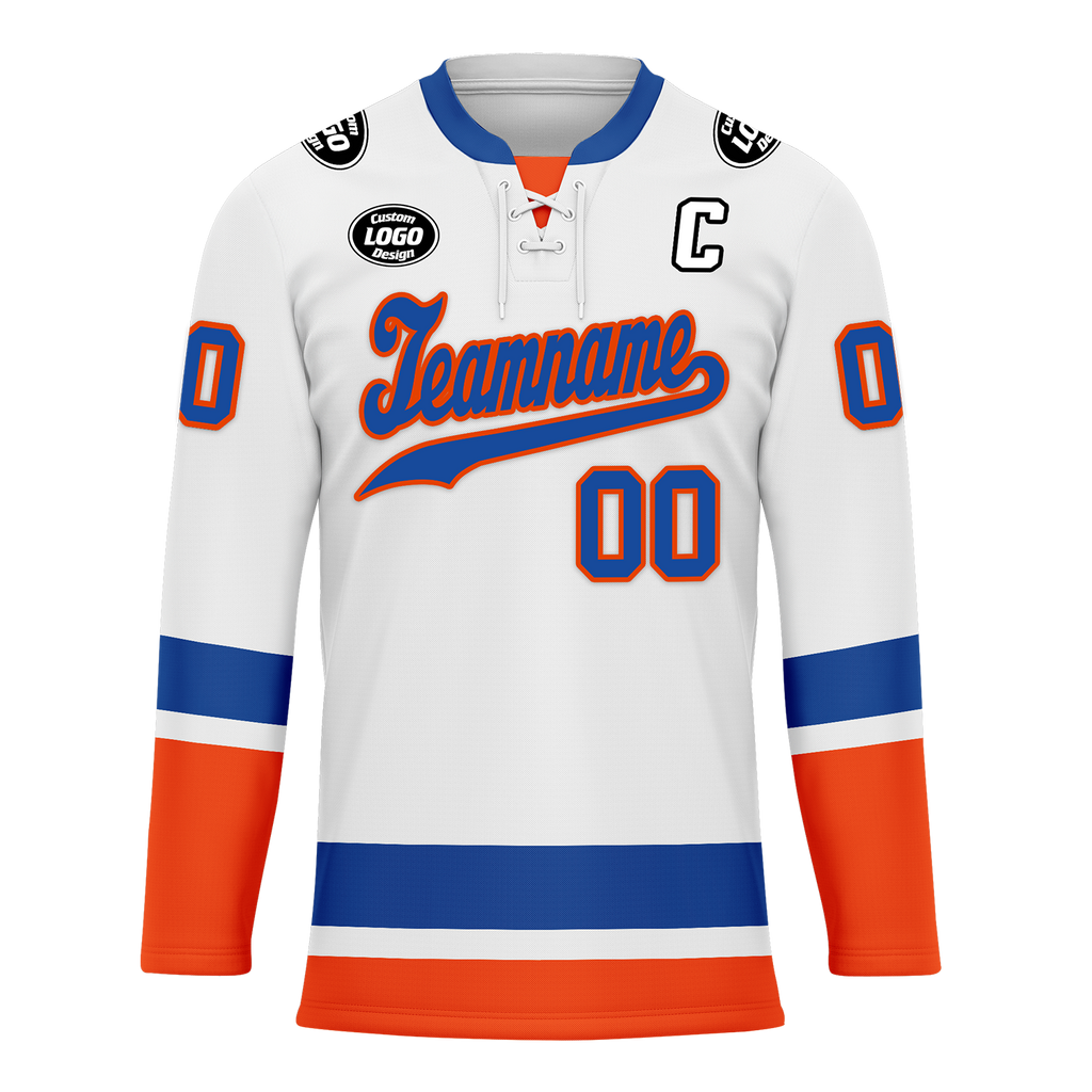 Custom White Orange Personalized Hockey Jersey HCKJ01-D0a700e