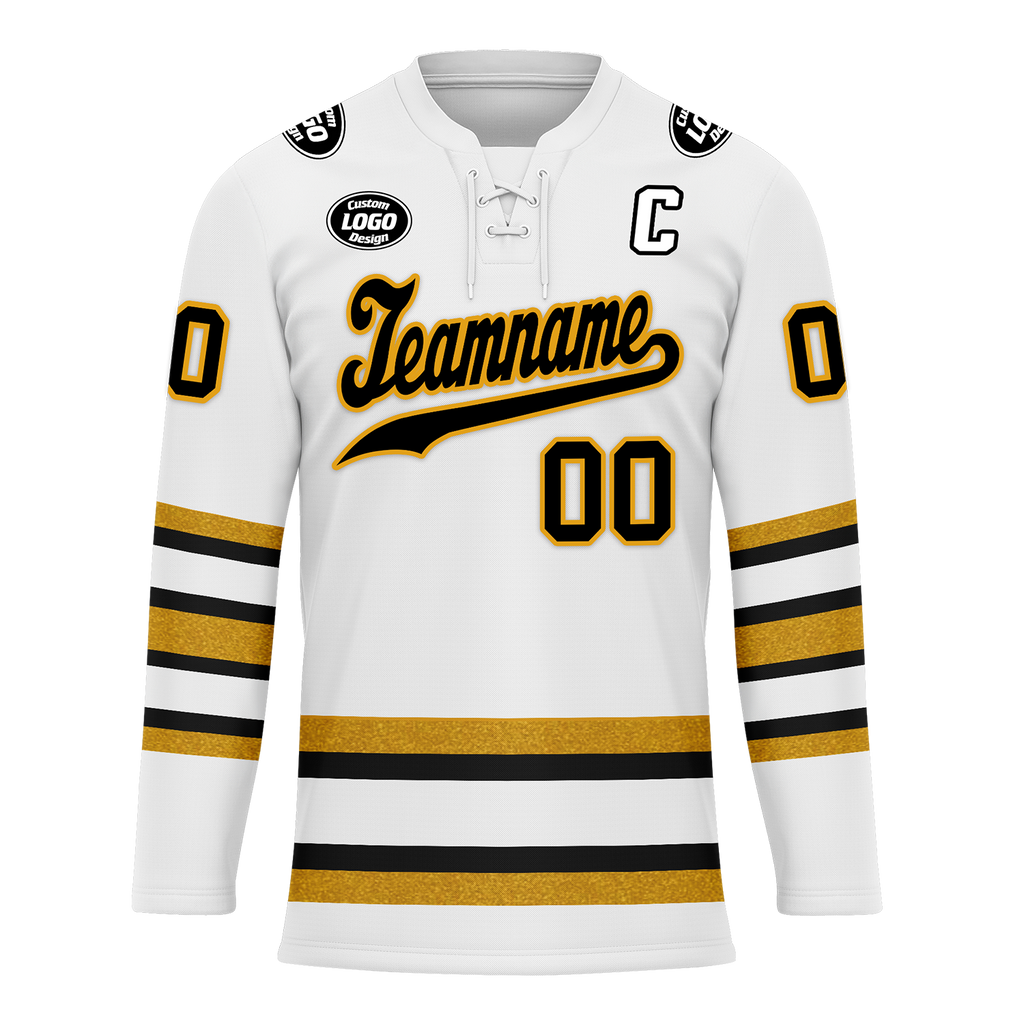Custom White Yellow Personalized Hockey Jersey HCKJ01-D0a70ef