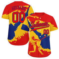 Custom Red Yellow Blue Colombian Flag Personalized Authentic Baseball Jersey BSBJ01-E06022-11