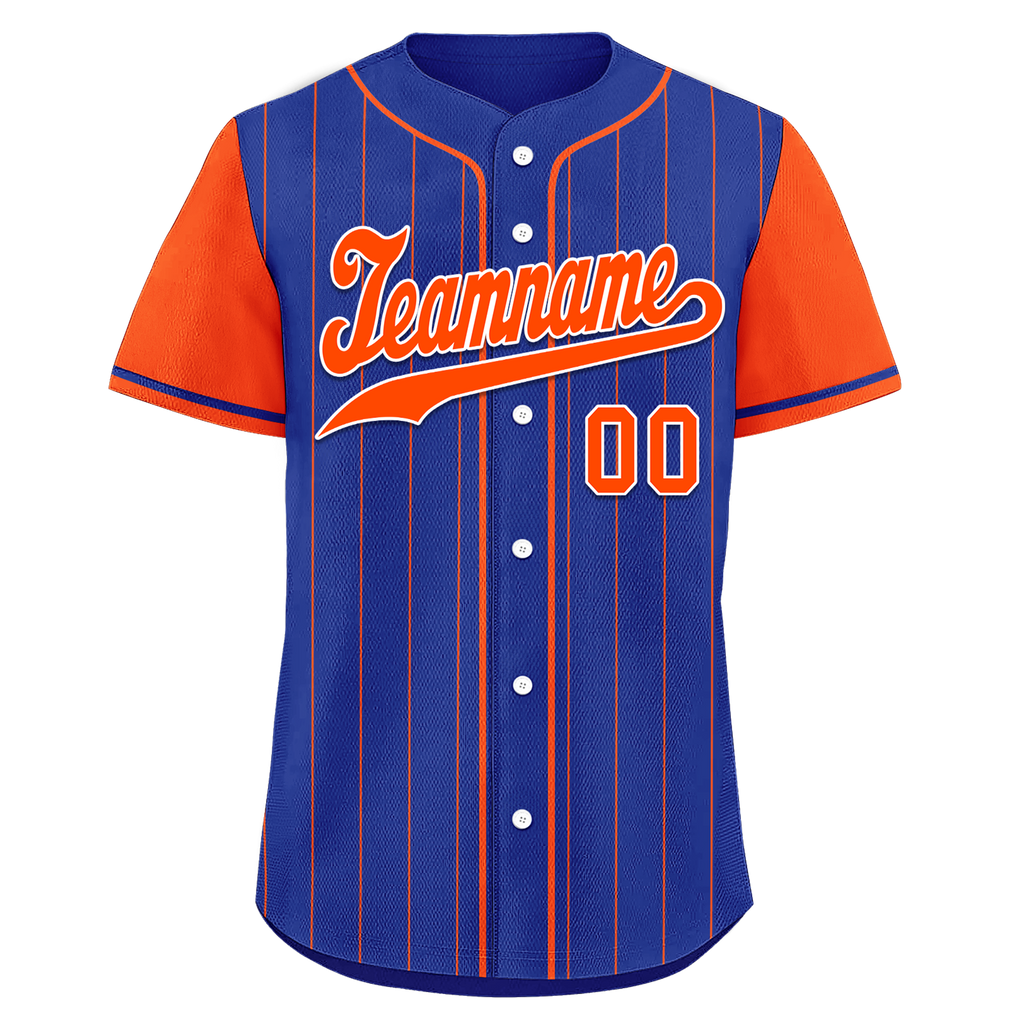 Custom Blue Orange Stripe Fashion Personalized Authentic Baseball Jersey BSBJ01-D017250