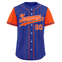 Custom Blue Orange Stripe Fashion Personalized Authentic Baseball Jersey BSBJ01-D017250