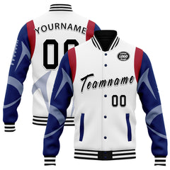 Custom White New York Jacket Bomber Full-Snap Varsity Letterman Personalized Jacket FZ005-D025004-20