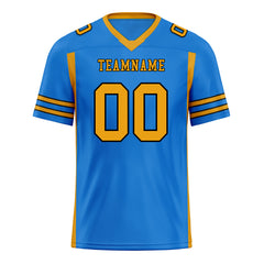 Custom Blue Yellow Striped Sleeves Personalized Authentic Football Jersey FBJ02-D06053