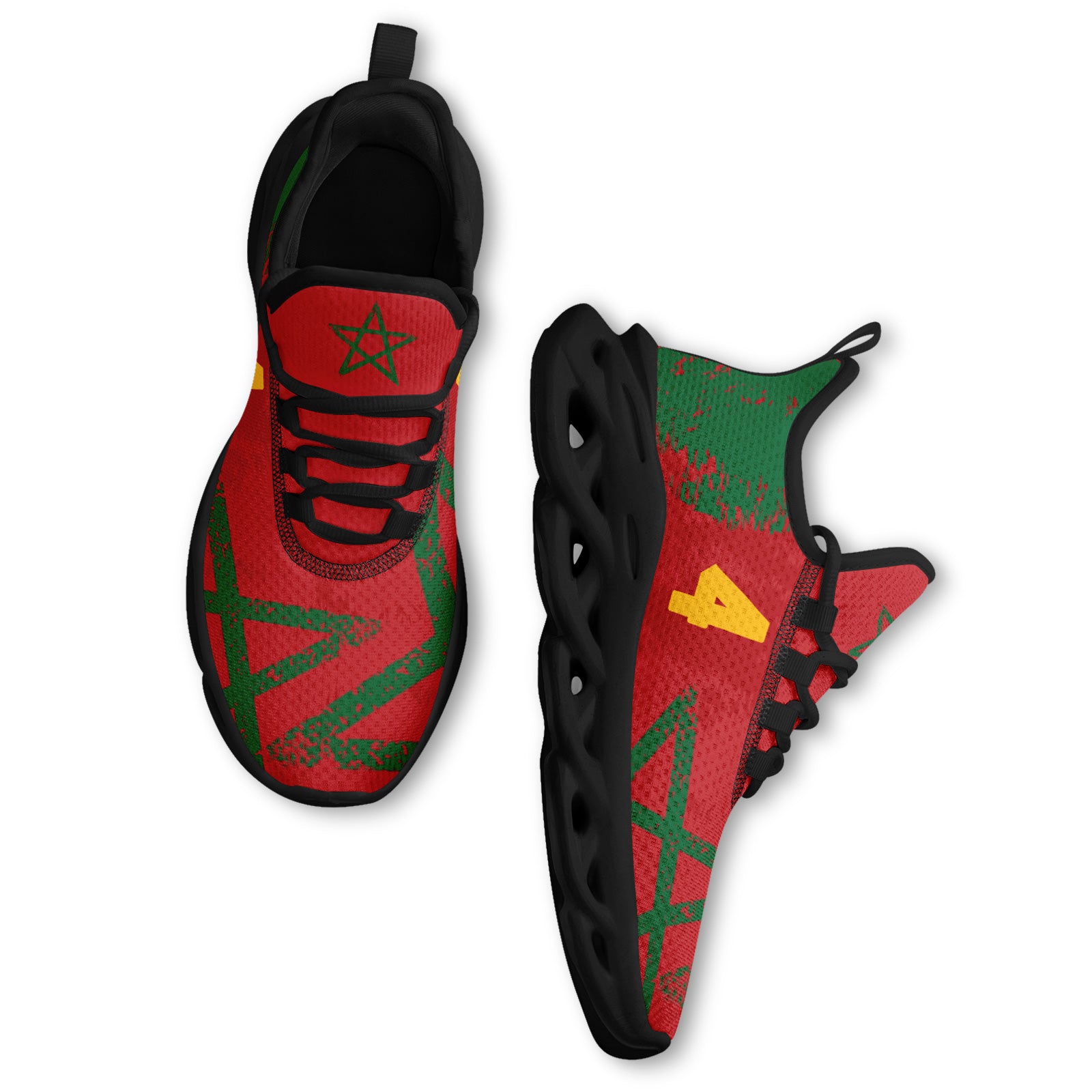 Custom Morocco 2026 World Cup Sneakers DIY Country Flag Running Shoes Lightweight Sport Shoes Gift for Football Fans Personalized Team Name and Logo FN003-F009115-9