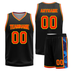 Custom Black Blue Orange White Oklahoma City City Edition Personalized Reversible Basketball Set Sports Basketball Jersey BBJ01R-D0610-21