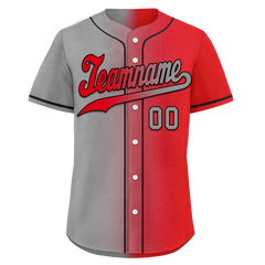 Custom Grey Red Gradient Fashion Personalized Authentic Baseball Jersey BSBJ01-D0a7aad