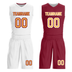 Custom White Red Classic Style Reversible Basketball Uniform Personalized Ordinary BBJR-D017012