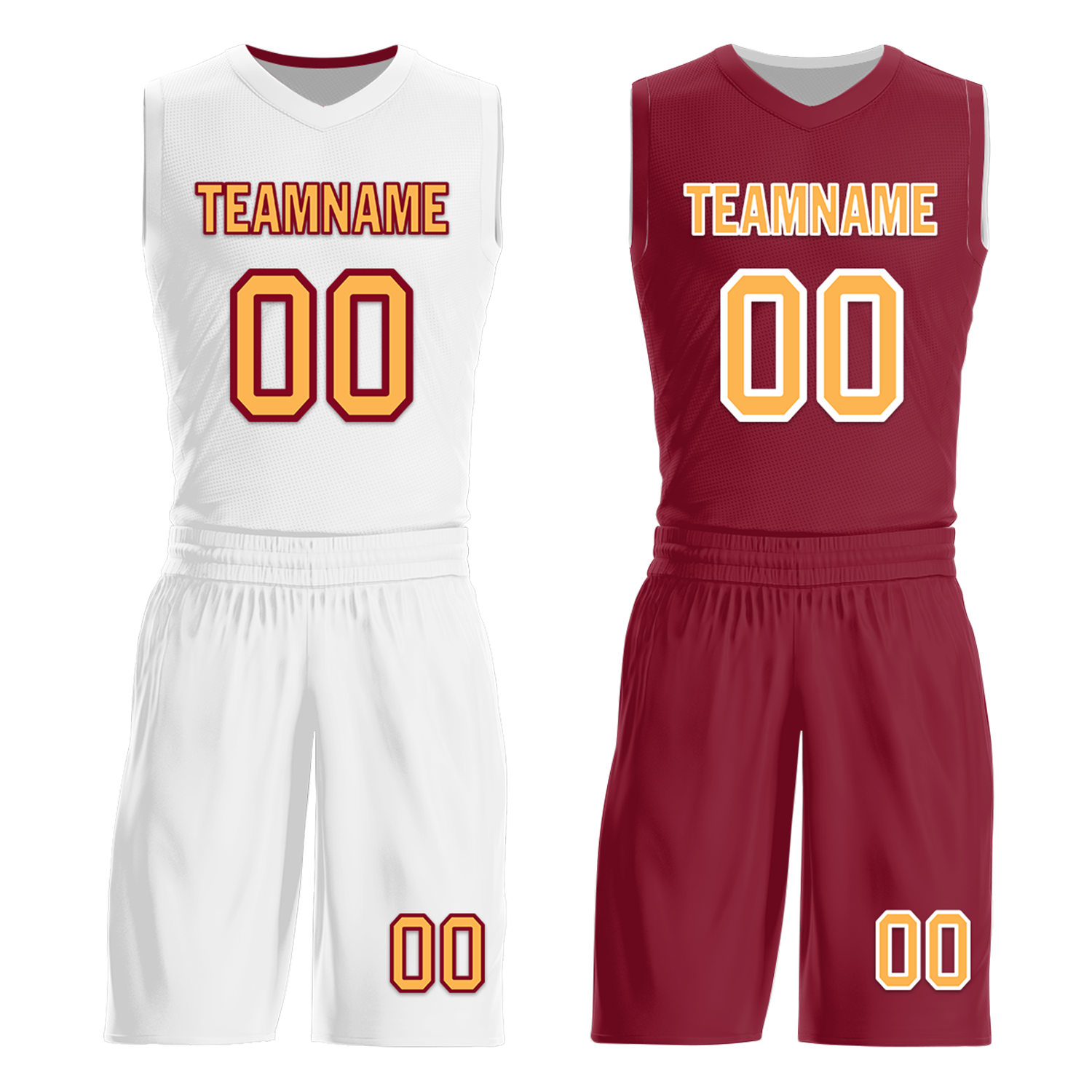 Custom White Red Classic Style Reversible Basketball Uniform Personalized Ordinary BBJR-D017012