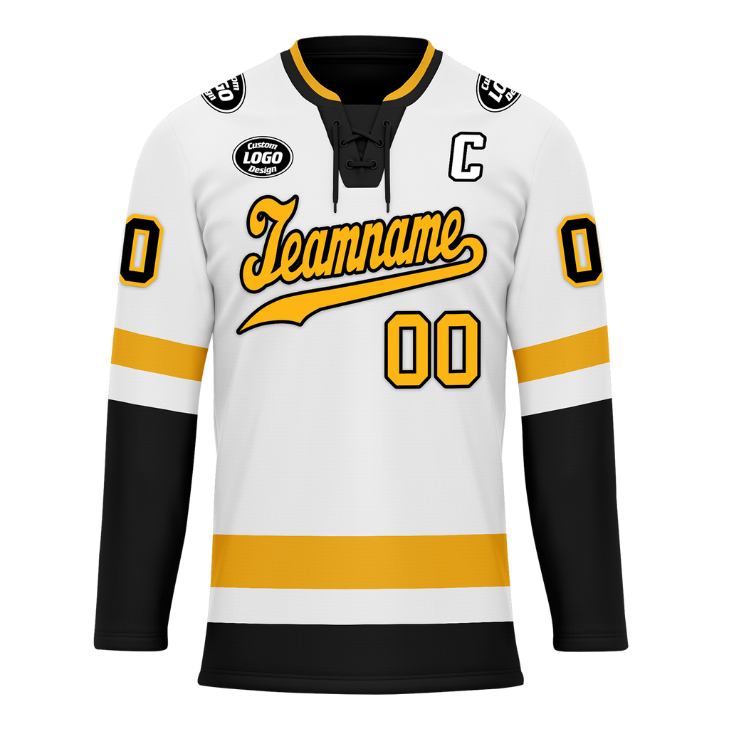 Custom White Black Personalized Hockey Jersey HCKJ01-D0a70a0