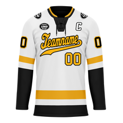 Custom White Black Personalized Hockey Jersey HCKJ01-D0a70a0