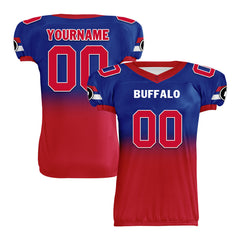 Custom Blue Red Fade Fashion Buffalo High-Performance American Football Jersey FBJ06-D020252-4