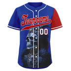 Custom Blue Red Skull Fashion Personalized Authentic Baseball Jersey BSBJ01-D017146