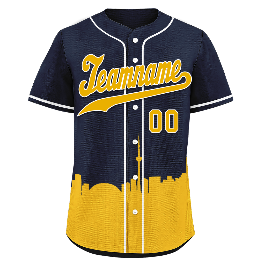 Custom Blue Yellow City Edition Personalized Authentic Baseball Jersey BSBJ01-D017135