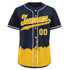 Custom Blue Yellow City Edition Personalized Authentic Baseball Jersey BSBJ01-D017135