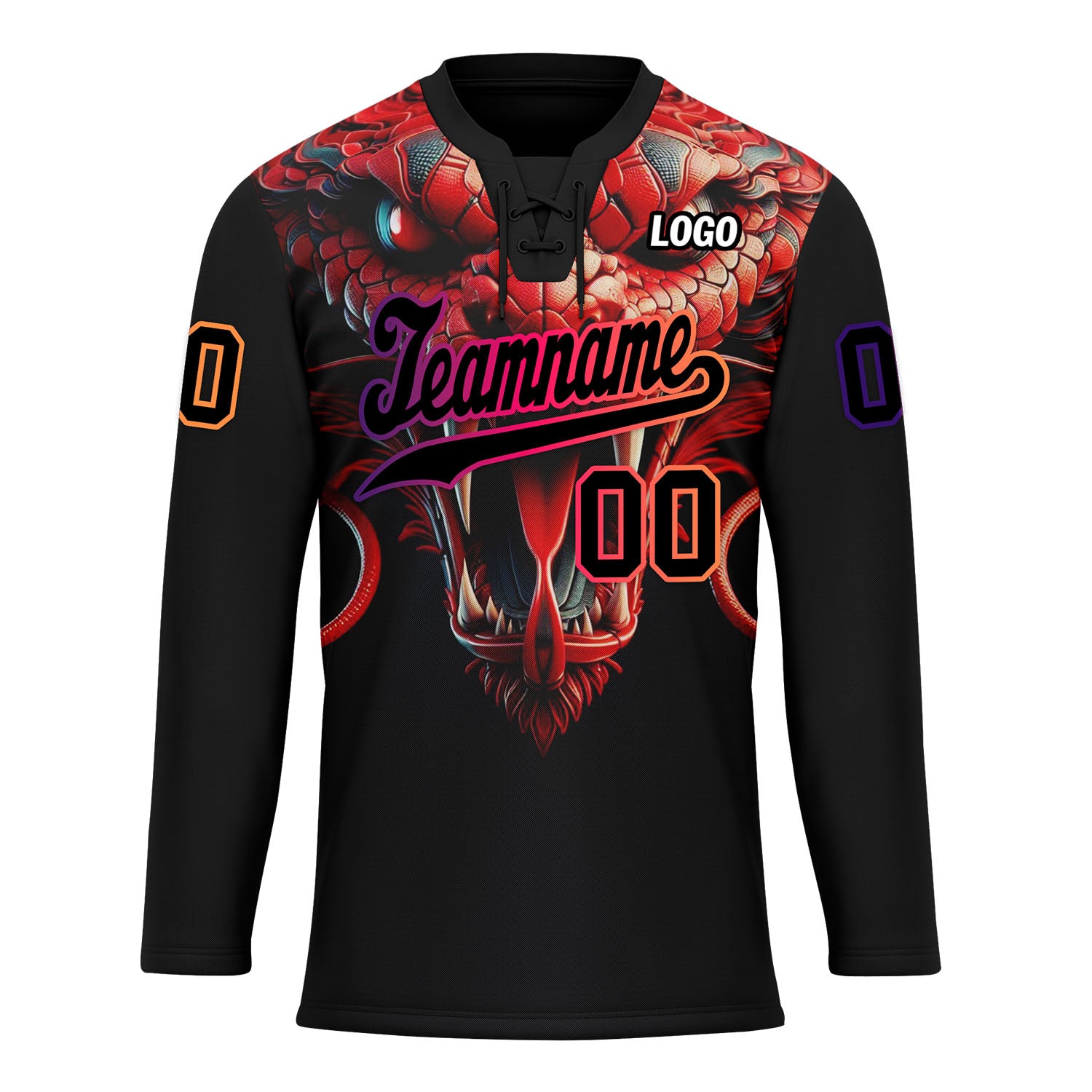 Custom Black Red Purple Orange Gothic Personalized Hockey Jersey HCKJ01-E0601-06