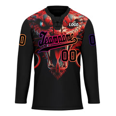 Custom Black Red Purple Orange Gothic Personalized Hockey Jersey HCKJ01-E0601-06