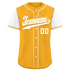 Custom Yellow White Raglan Sleeves Personalized Authentic Baseball Jersey BSBJ01-D020200-12