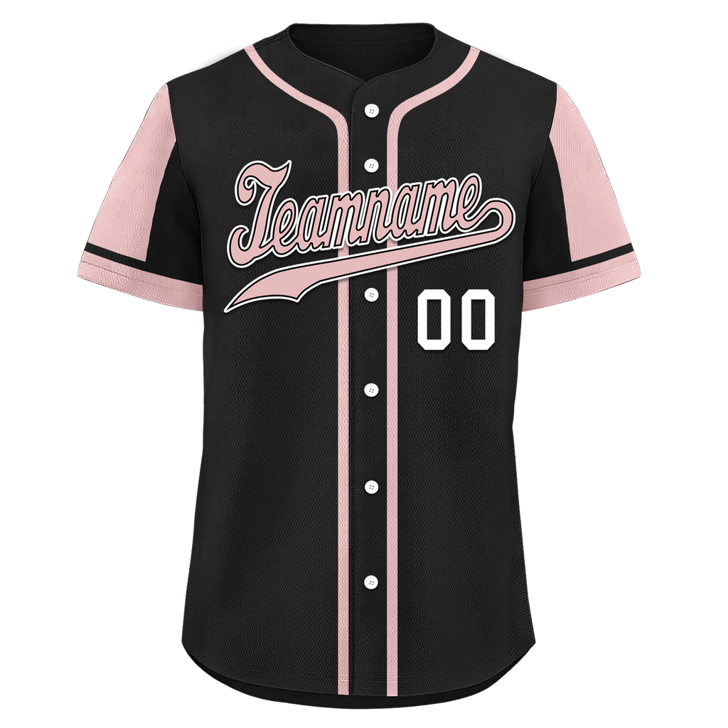 Custom Black Pink Raglan Sleeves Personalized Authentic Baseball Jersey BSBJ01-D017197