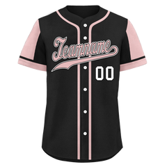 Custom Black Pink Raglan Sleeves Personalized Authentic Baseball Jersey BSBJ01-D017197