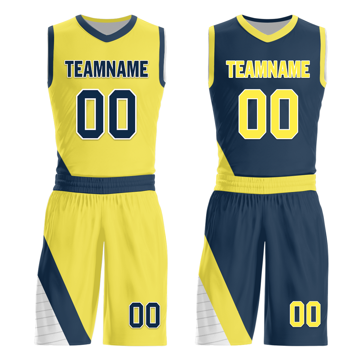 Custom Yellow Blue Classic Style Reversible Basketball Uniform Personalized Ordinary BBJR-D017060