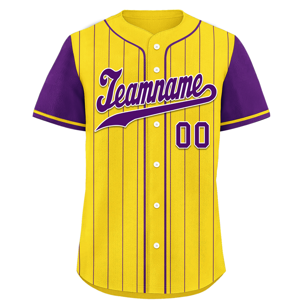 Custom Gold Purple Stripe Fashion Personalized Authentic Baseball Jersey BSBJ01-D017219