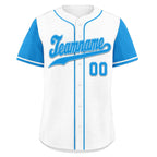 Custom White Blue Raglan Sleeves Personalized Authentic Baseball Jersey BSBJ01-D020200-1