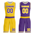 Custom Yellow Purple Classic Style Reversible Basketball Uniform Personalized Ordinary BBJR-D017034