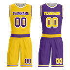 Custom Yellow Purple Classic Style Reversible Basketball Uniform Personalized Ordinary BBJR-D017034