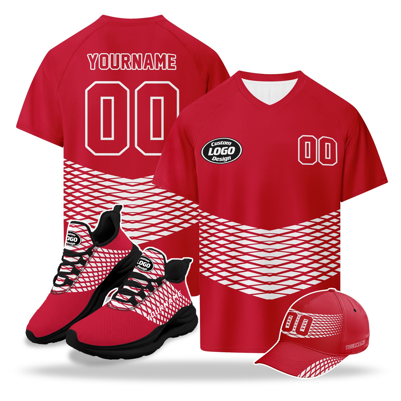 Custom 2026 World Cup Austria High Quality Soccer Stadium Version Jersey Sneakers Sports Shoes and Hat Combo Offer Personalized Team Name and Logo ZH-F027104-5