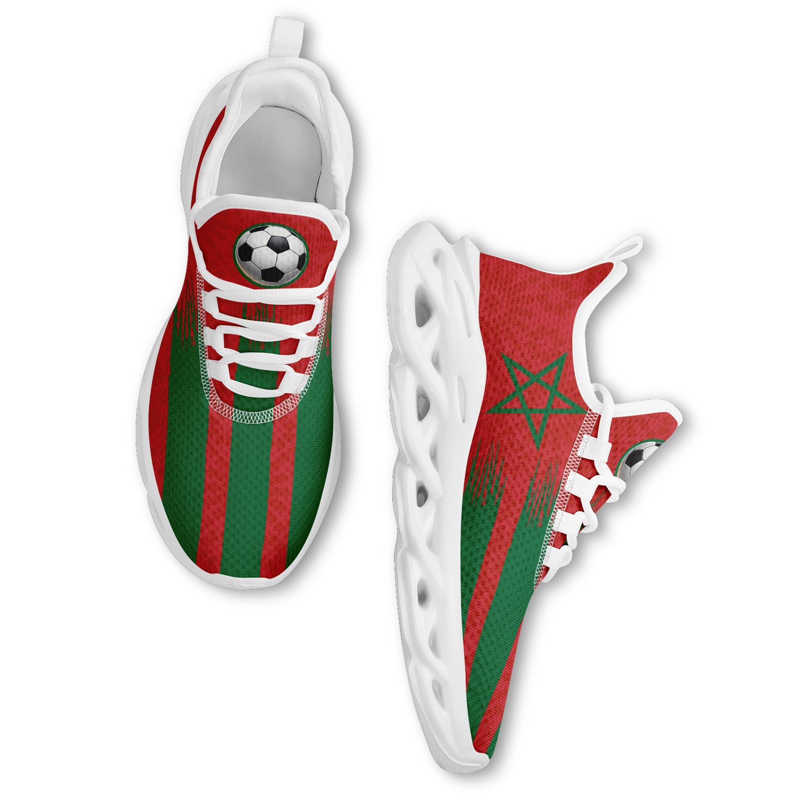Custom Morocco 2026 World Cup Sneakers DIY Country Flag Running Shoes Lightweight Sport Shoes Gift for Football Fans Personalized Team Name and Logo FN003-F009073-2