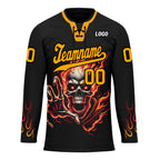 Custom Black Orange Gothic Personalized Hockey Jersey HCKJ01-E0601-02
