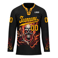 Custom Black Orange Gothic Personalized Hockey Jersey HCKJ01-E0601-02