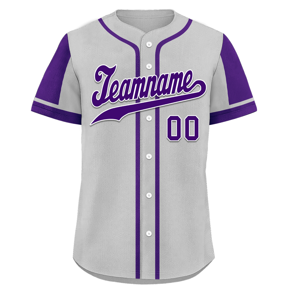 Custom Gray Purple Raglan Sleeves Personalized Authentic Baseball Jersey BSBJ01-D017186