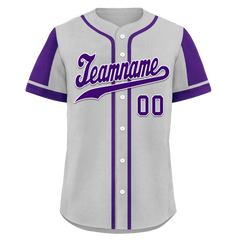 Custom Gray Purple Raglan Sleeves Personalized Authentic Baseball Jersey BSBJ01-D017186