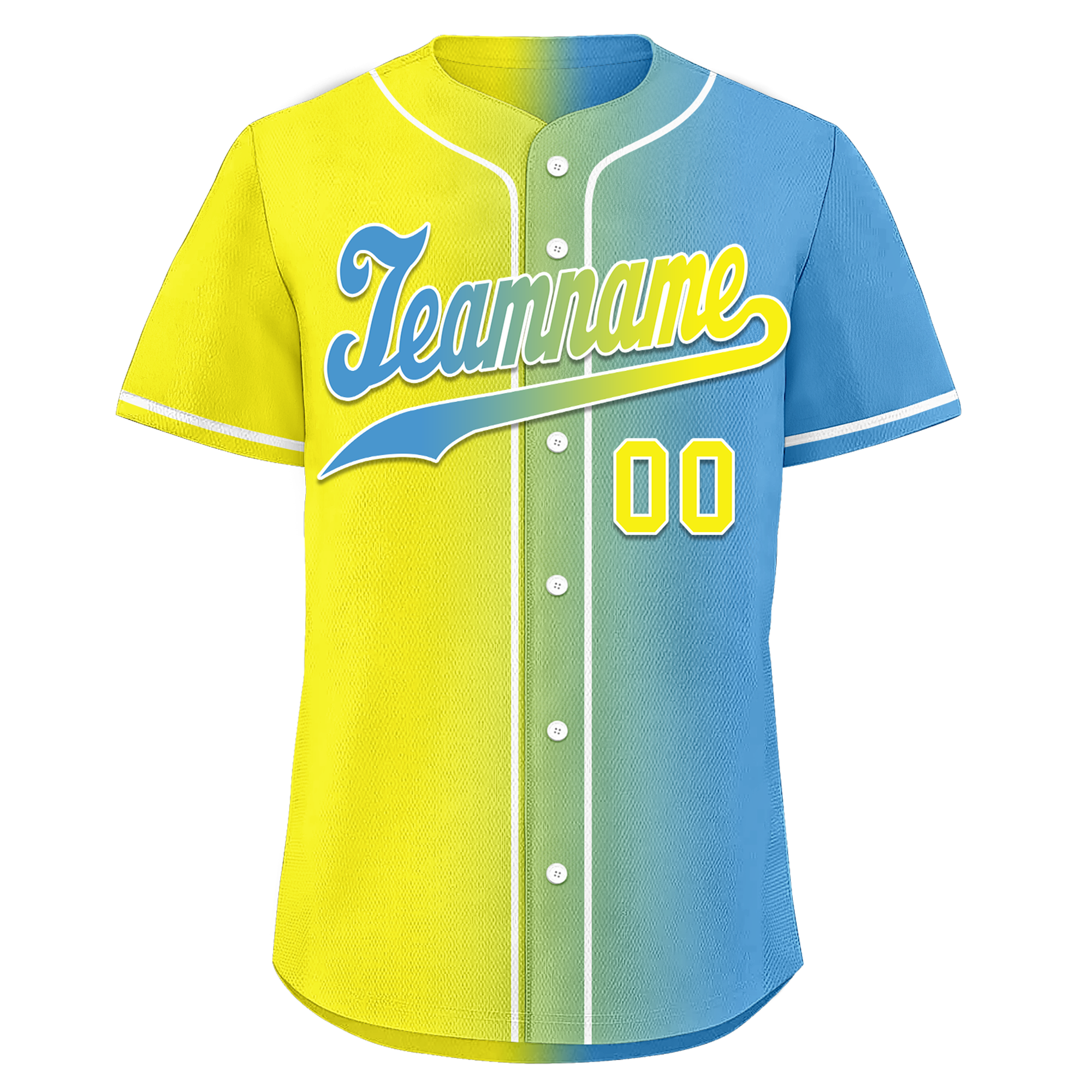 Custom Yellow Blue Gradient Fashion Personalized Authentic Baseball Jersey BSBJ01-D0a7aa0