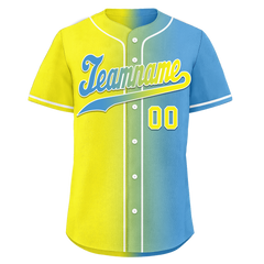 Custom Yellow Blue Gradient Fashion Personalized Authentic Baseball Jersey BSBJ01-D0a7aa0