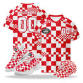 Custom 2026 World Cup Austria High Quality Soccer Stadium Version Jersey Sneakers Sports Shoes and Hat Combo Offer Personalized Team Name and Logo ZH-F027104-2