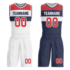 Custom White Blue Classic Style Reversible Basketball Uniform Personalized COOLMAX BBJR-D017023