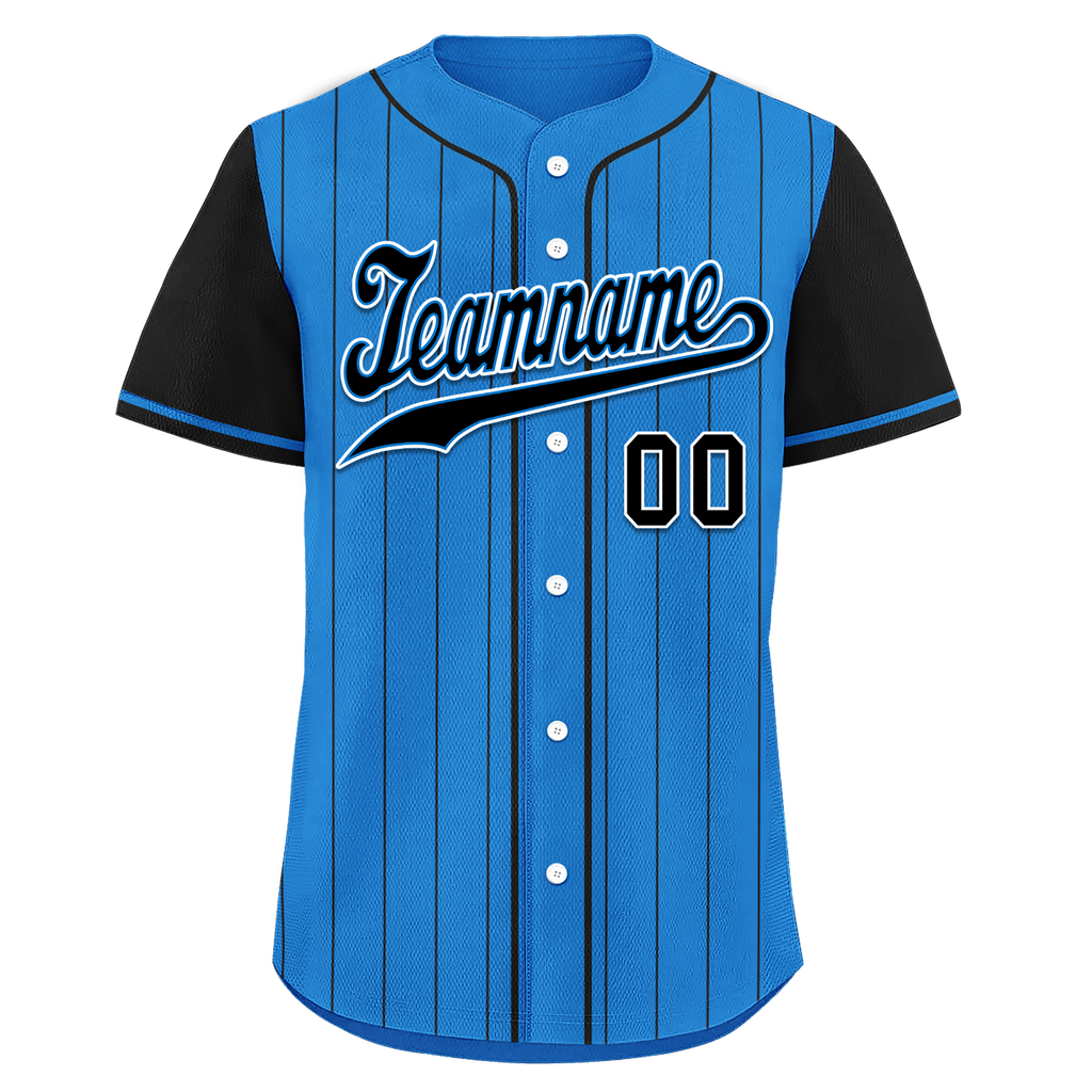 Custom Blue Black Stripe Fashion Personalized Authentic Baseball Jersey BSBJ01-D017213