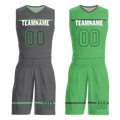 Custom Gray Green Classic Style Reversible Basketball Uniform Personalized Ordinary BBJR-D017046