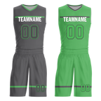 Custom Gray Green Classic Style Reversible Basketball Uniform Personalized Ordinary BBJR-D017046