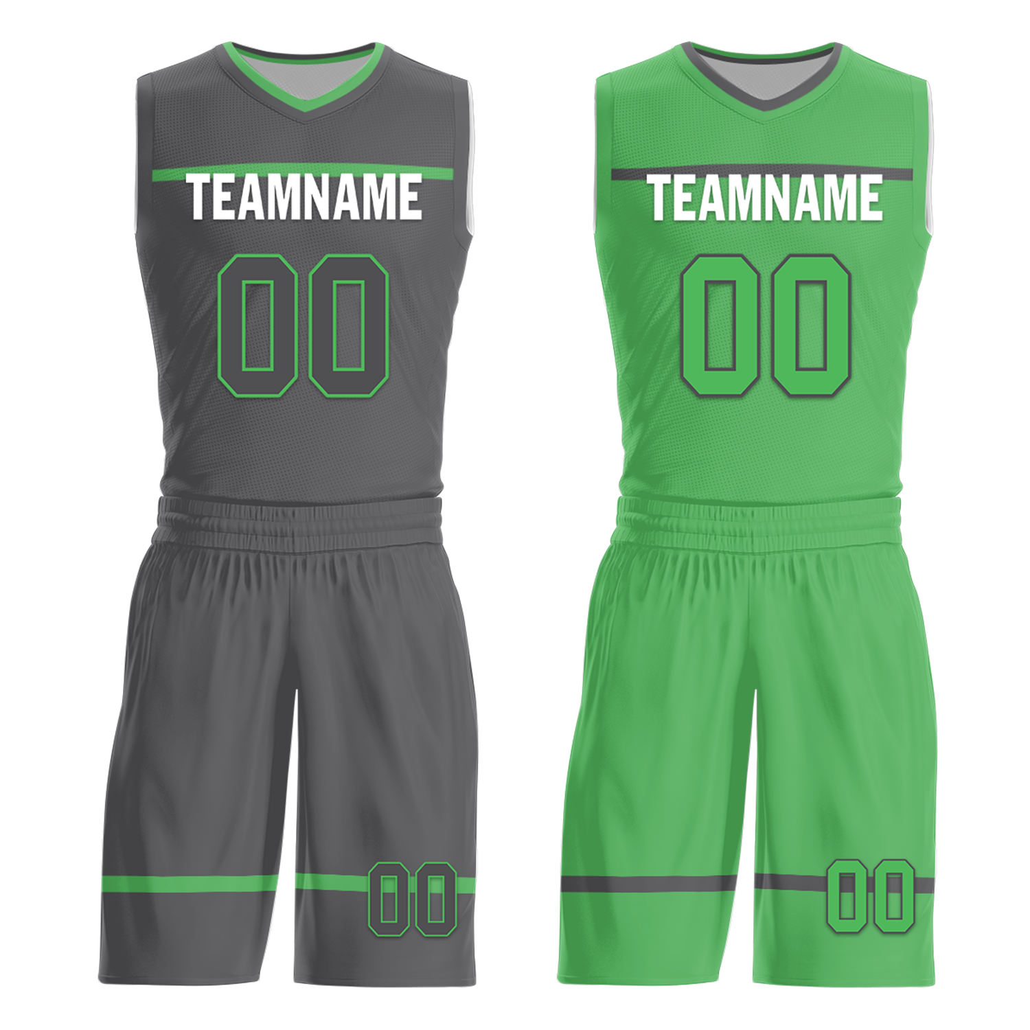 Custom Gray Green Classic Style Reversible Basketball Uniform Personalized Ordinary BBJR-D017046