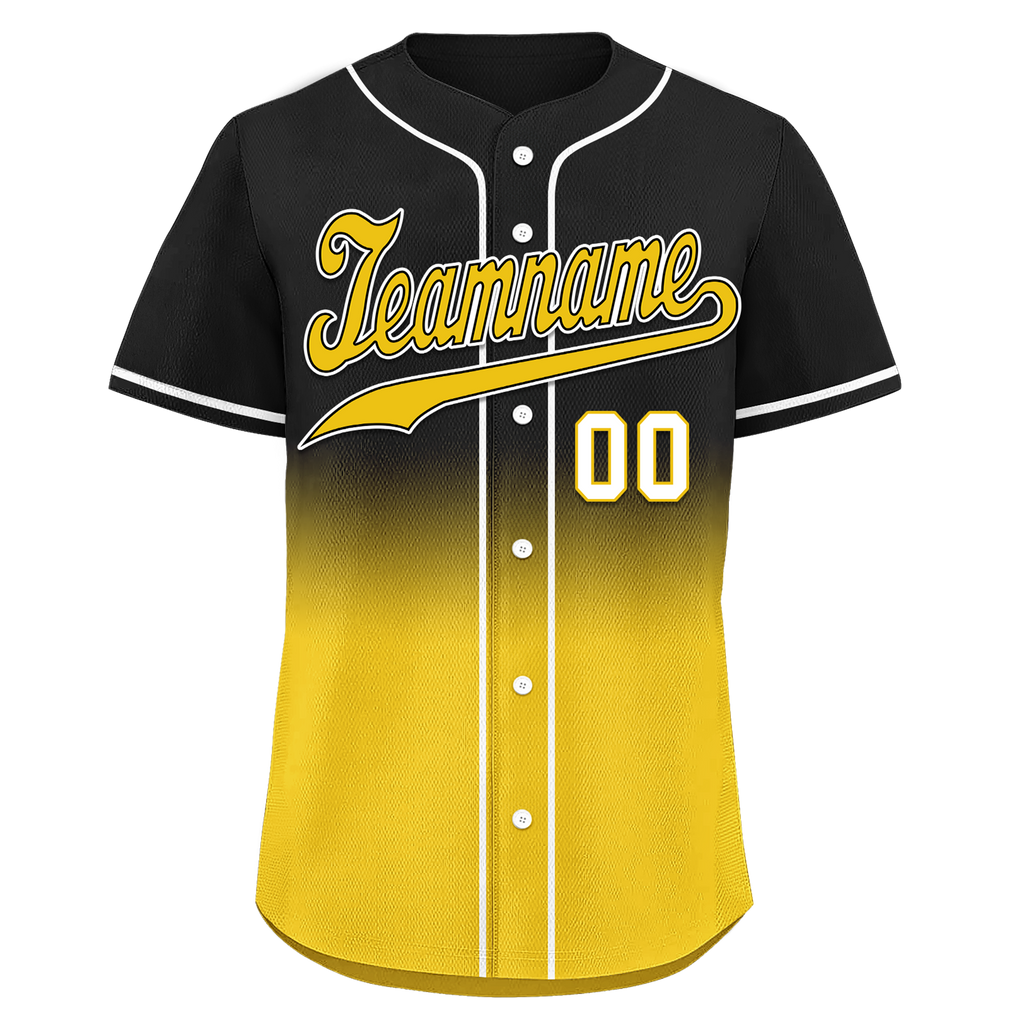 Custom Black Yellow Fade Fashion Personalized Authentic Baseball Jersey BSBJ01-D0a70cc