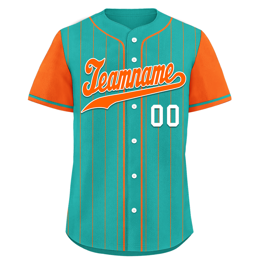 Custom Cyan Orange Stripe Fashion Personalized Authentic Baseball Jersey BSBJ01-D017233