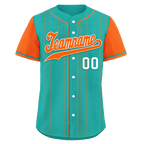 Custom Cyan Orange Stripe Fashion Personalized Authentic Baseball Jersey BSBJ01-D017233