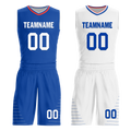 Custom Blue White Classic Style Reversible Basketball Uniform Personalized COOLMAX BBJR-D017031